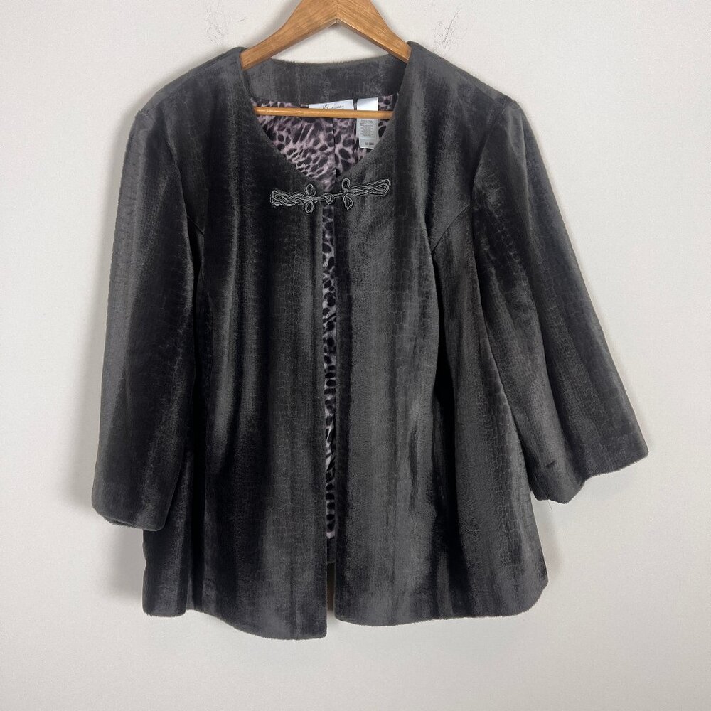 2/$30 JH Collectibles Gray Bow Velvet Velour Jacket 2X
